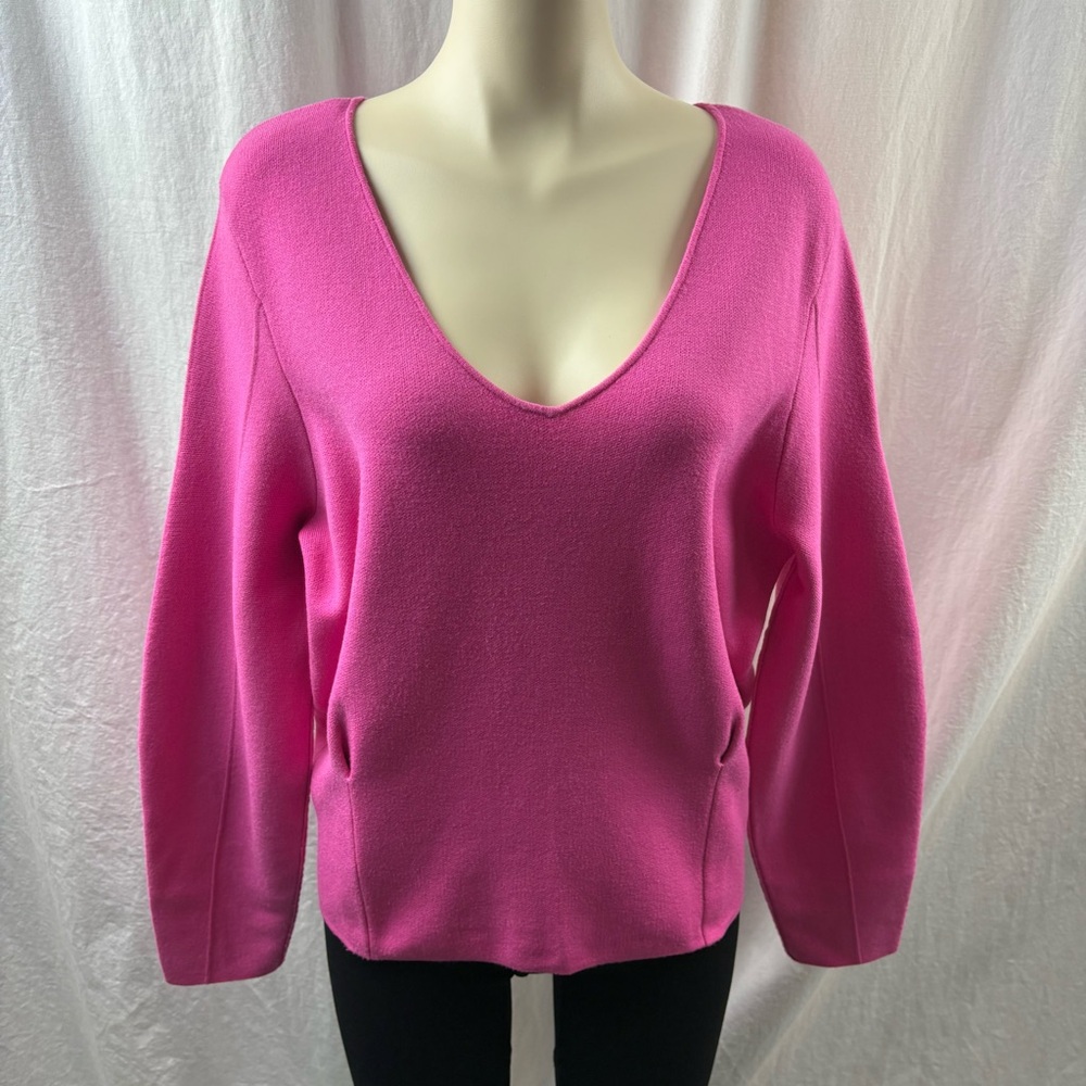 Anthropologie Maeve Womens Lupita V Neck Sweater Knit Top in Pink L - Picture 3 of 12